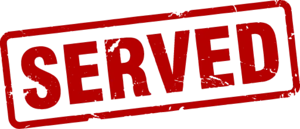 A red SERVED stamp